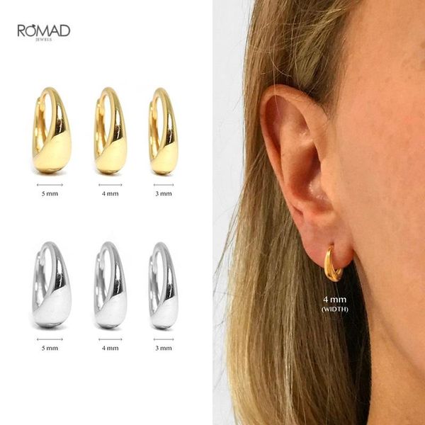 

hoop & huggie romad korean ins wide round earrings for women fashion all-match 925 sterling silver pierced earings fine jewelry kolczyki, Golden;silver