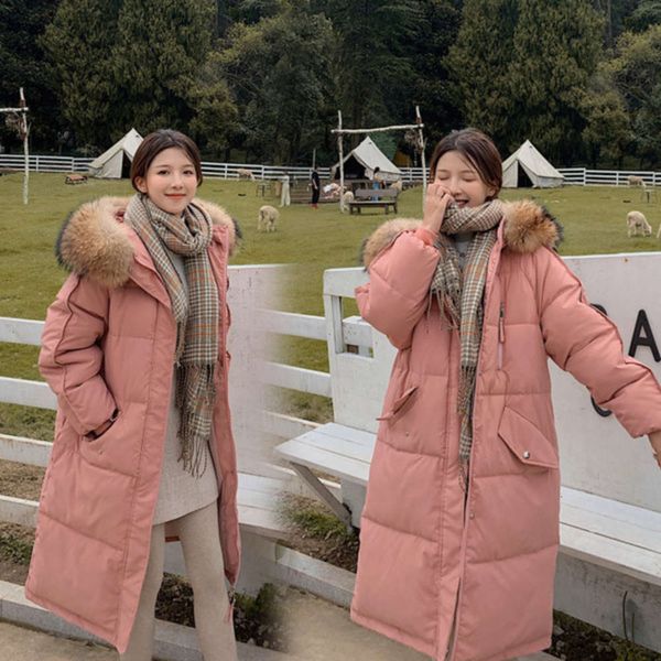 

large winter autumn and 2020 fashion cotton size loose long over knee bread clothing warm materni coat, White