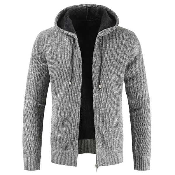 

men's winter thick casual cardigan cotton hooded autumn fashion knitwear outwear warm sweater jumper coat men 201211, White;black