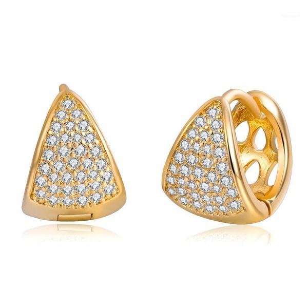 

angel girl fashion three-color triangle miniature zircon female ear studs unique style fashion holiday gift e15106641, Golden
