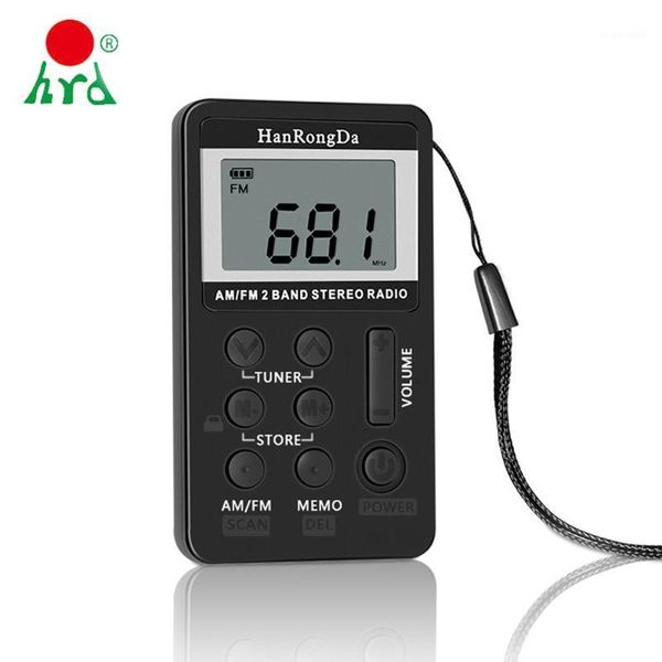 

hanrongda hrd-103 am fm digital radio 2 band stereo receiver portable pocket radio w/ headphones lcd screen fm 87.5-108 mhz1