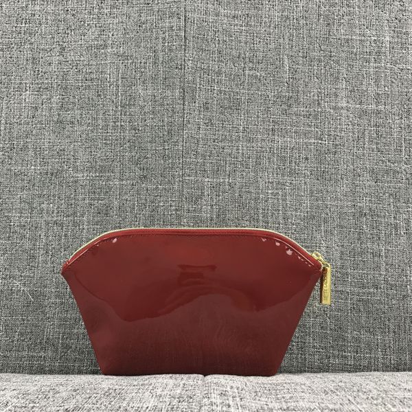 

the new a and bag. cosmetic red bag with zipper bag lacquered festive wash ddmgi, Red;black