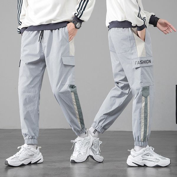 

autumn and winter 2020 casual pants fashion korean men's versatile loose straight sports overalls, Black