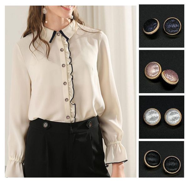 

10pieces 12.5mm gold shirt vintage buttons metal hand made fancy fashion clothes decorative button sewing diy cover habe bbymbu, Blike;white
