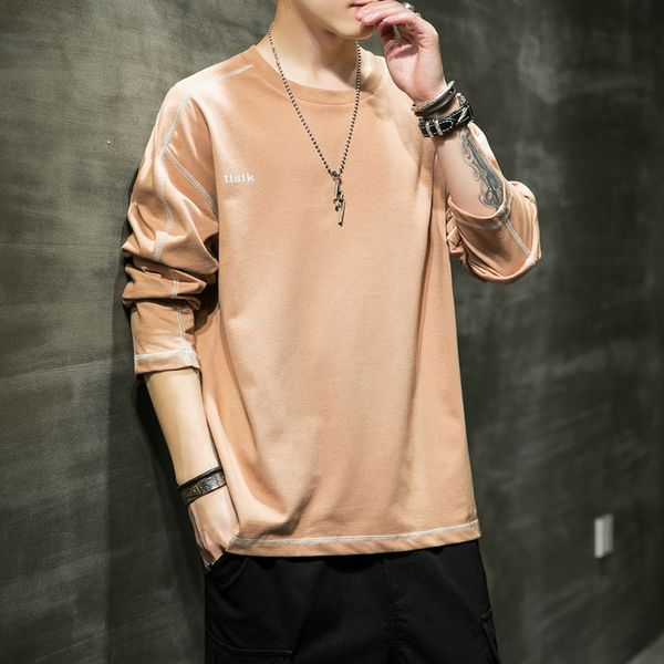 

long sleeves mens tshirts spring autumn clothes man's classic t-shirt tees kg-123, White;black