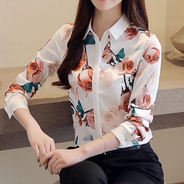 

блузки женские топы и блузка белые блузки для женщин повседневные рубашки с длинным рукавом женщины ol mode femme blusa plus размер xxl, White