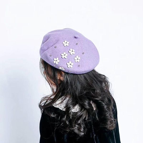 

flb] мода дети дети unisex имитация шерсть теплый берет детских девушки beanie hat cap осень зима шапка подарки painter cap f158 jlliij, Black;white