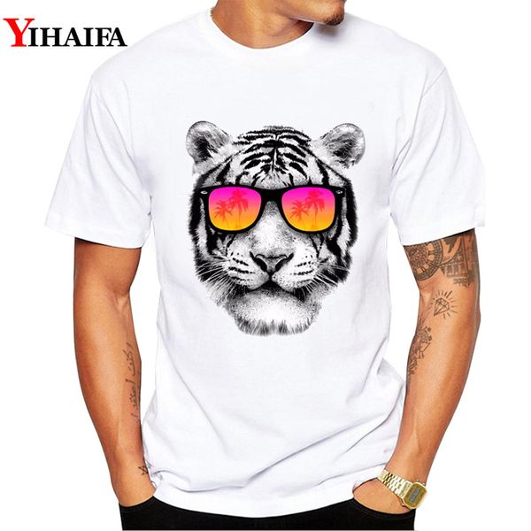 

sport yihaifa men t shirt stylish tee gym tiger print t-shirts pullover short sleeve creative hip hop casual white s-5xl