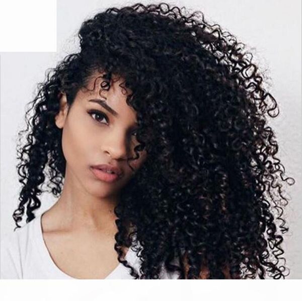 

100% human hair wigs for black women brazilian human hair afro curly textures lace front wigs natural hairline kinky curly full lace wigs, Black;brown