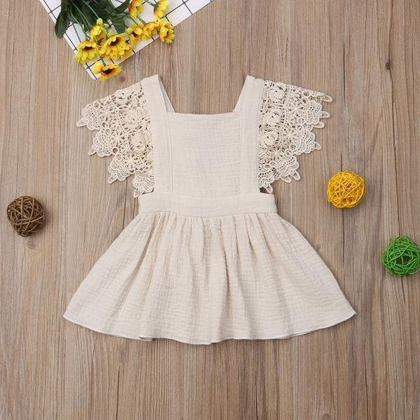 

girls square collar lace solid color strap dress kid size80cm, Black;white