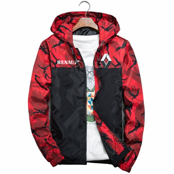 

coat casual autumn hoodies windbreaker men jacket stitching new renault zipper thin sport camouflage 2020 street male cwgic, Black