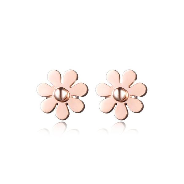 

stud classic cute small daisy flower earrings rose gold color stainless steel trendy jewelry for women je17028, Golden;silver