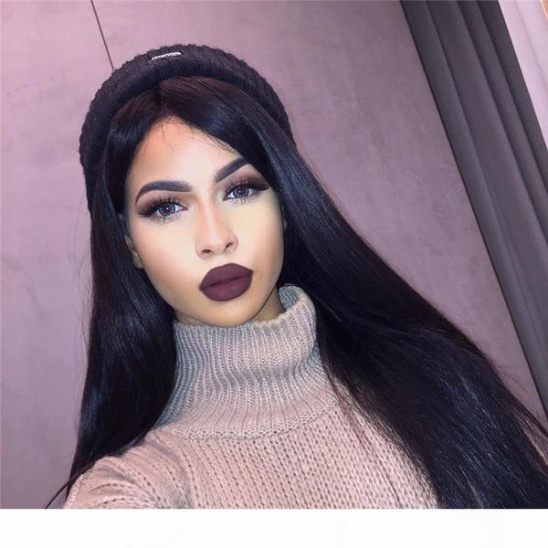 

brazilian human hair lace front wigs silky straight upart wigs glueless full lace wig for black women, Black;brown