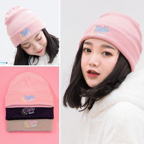 

beanie/skull caps bentoy rose moon ins cap pink sliver hat fashion girls embroidered korea cool girl skullies & beanies harajuku hats, Blue;gray