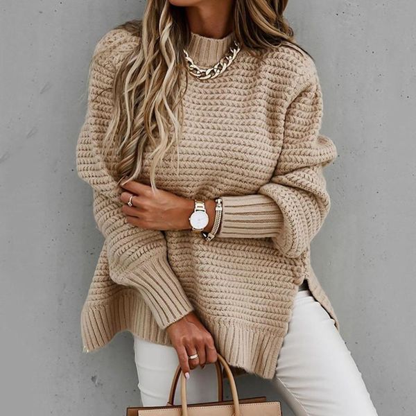 

women's sweaters korean style solid color long-sleeved streetwear casual o-neck sweater knitted oversized, White;black