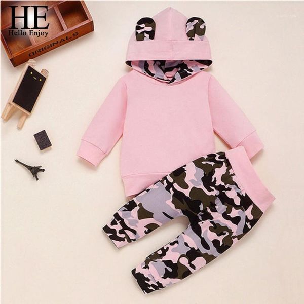 

he hello enjoy toddler kid baby girl autumn winter clothes sets pink long sleeve hooded sweatshirt casual children tracksuit1, White