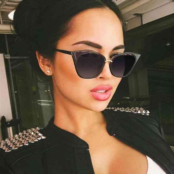 

fashion cat eye sunglasses women brand designer clear lens elegant vintage sun glasses for women points uv400 1177t, White;black