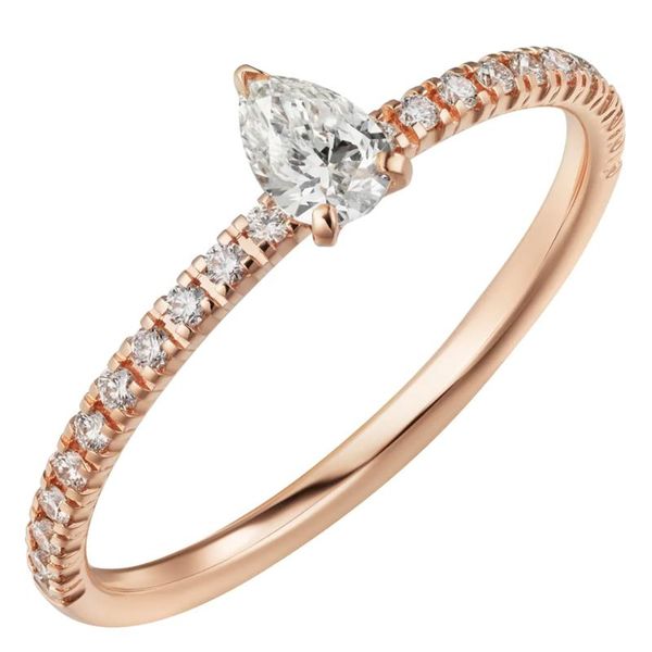 

14k au585 розовое золото кольцо женщины годовщина свадьбы обручальное кольцо 3 лапка груша water drop муассанит алмазные элегантный trendy, Golden;silver