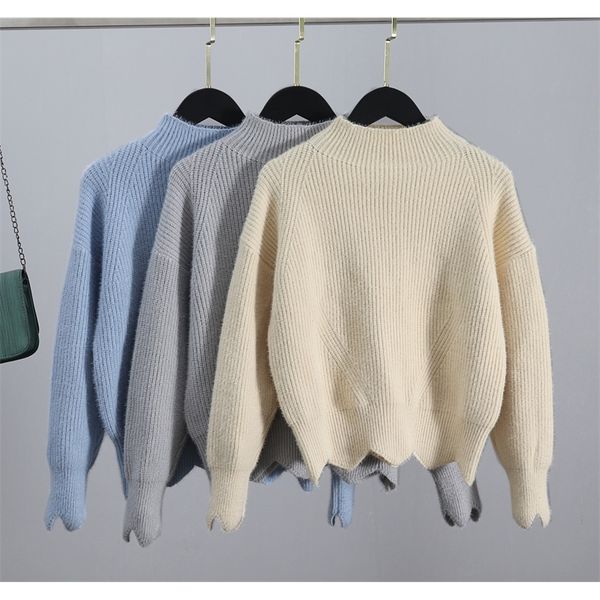 

gigogou short coarse knit autumn winter sweater women knitted turtleneck pullovers solid cute crop female jumper pull femme lj201126, White;black