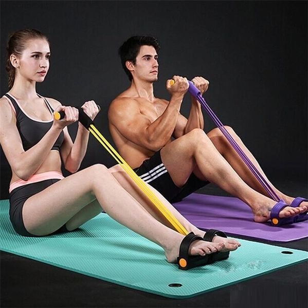 

new 4 tube fitness gum resistance bands latex pedal exerciser sit-up pull rope expander elastic bands yoga equipment pilates workout tool