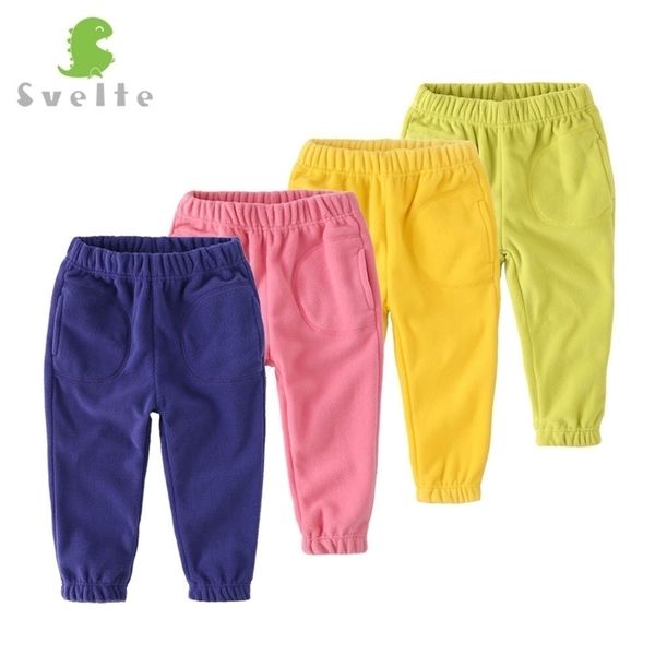 SVELTE bambini ragazzi ragazze casual in pile polare pantaloni solidi pantaloni per la primavera autunno unisex bambini pantaloni sportivi per 2- LJ201019