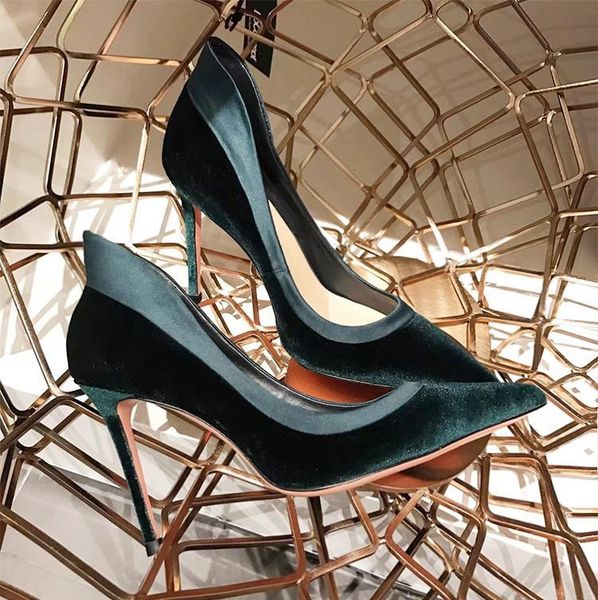 

dress shoes pumps women autumn high heels woman pointed toe sapato feminino party wedding ladies fashion zapatos de mujer, Black