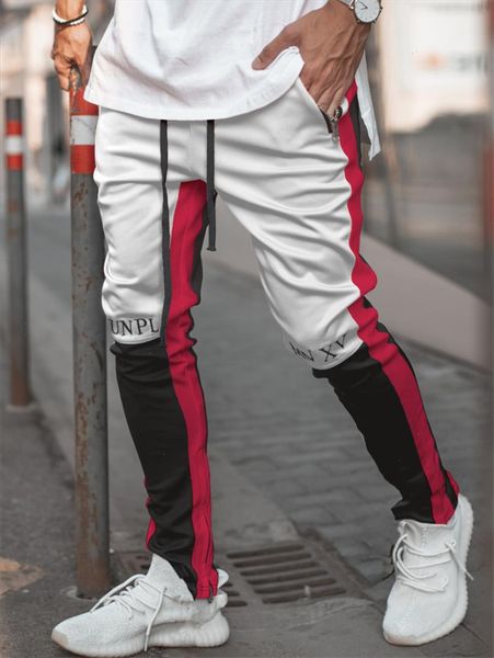 

2021 new spring brand gym sport pants men joggers patchwork fitness bodybuilding mens running pants runners clothing sweatpants, Black