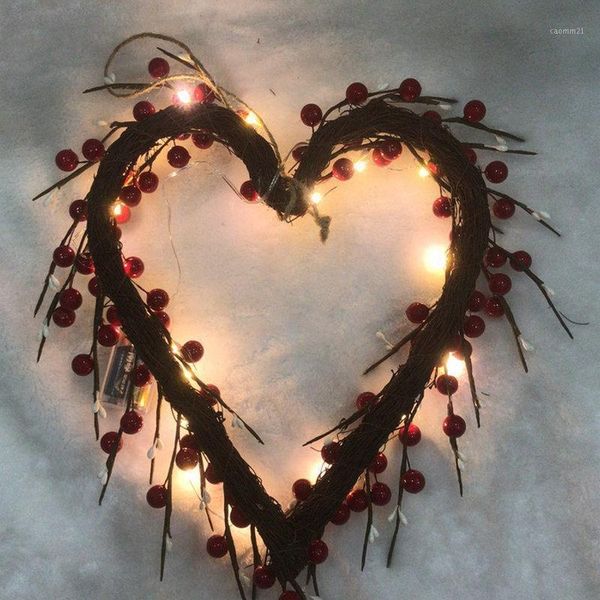 

valentine's day wreath front door decorations red berries heart shaped wreaths with 20 led battery operated wreaths garlands1