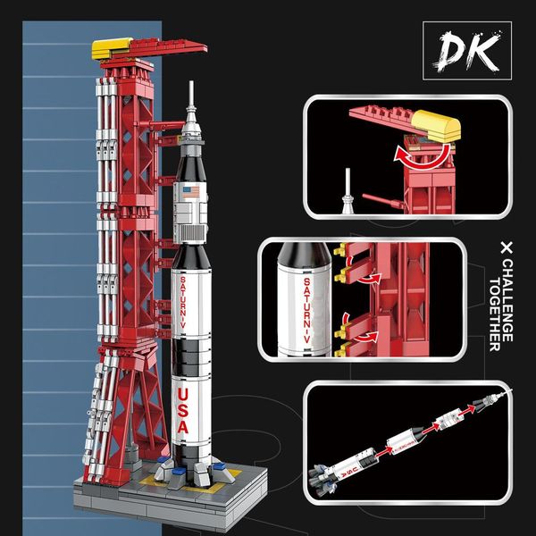 

dk 7022 technic apollo project lunar astronaut saturn v carrier rocket model building blocks bricks toys for children wmtigl rimmer