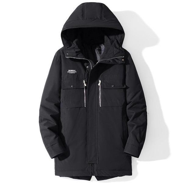 

men's winter down jacket men 2020 new zipper casual coat windbreaker hooded windproof warm parka puffer jackets for men, Black