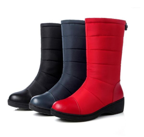 

autumn winter women's down cotton thickened plus velvet warm snow boots women middle cotton shoes large size 35-441, Black