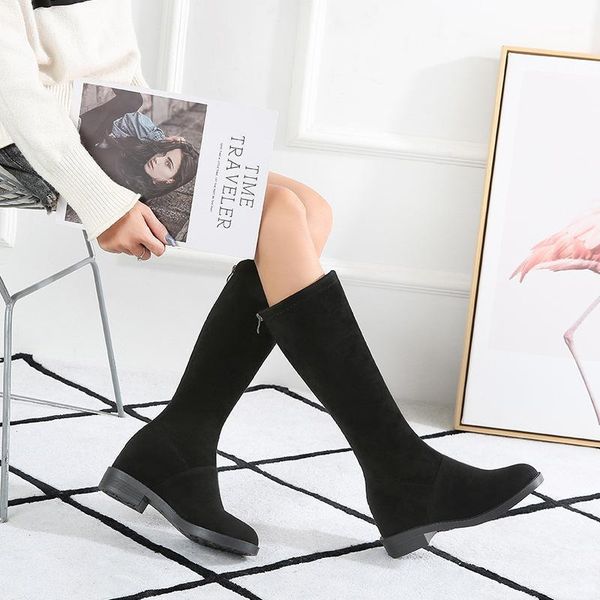 

boots women 2021 thigh high heels autumn shoes winter footwear round toe luxury designer rubber rock1, Black