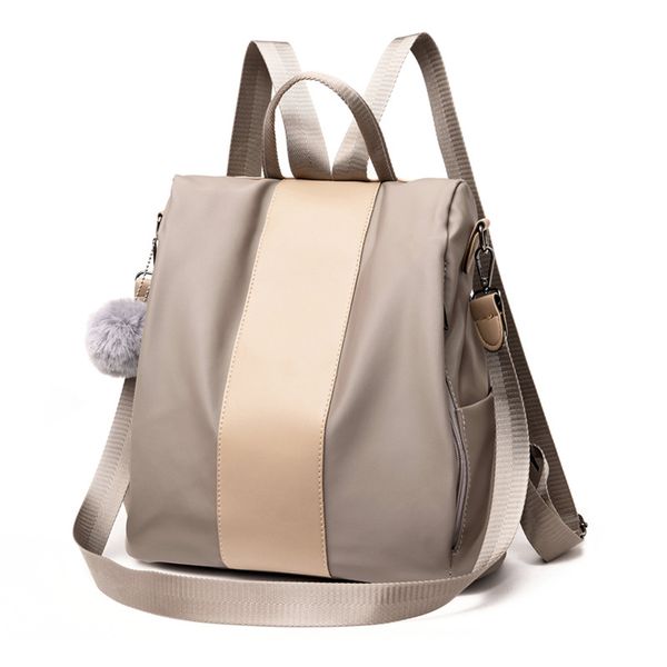 

casual nylon fabric borsa zaino bag black and khaki colour ladies convertible backpack teenage girl shoulder bag