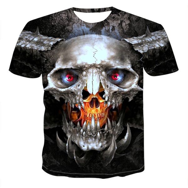 

skull demon theme horror 3d summer boy clothing 3d print shirts hippie hentai harajuku men clothing