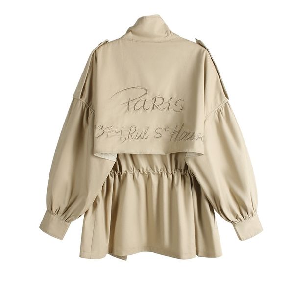 

new korean version of casual tooling windbreaker in the long section of loose jacket thin section women's tide 201027, Tan;black