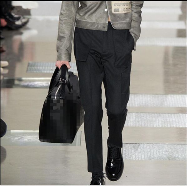 

2021 s-6xl spring autumn new men's casual pants skinny nine-point feet of fancy pocket fashion. 712q, Black