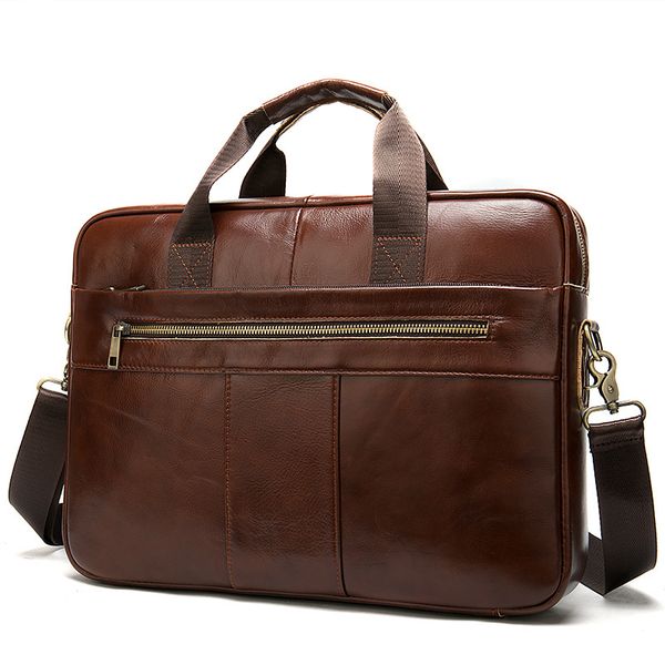 

briefcase men's genuine leather business tote for document office portable lapshoulder bag