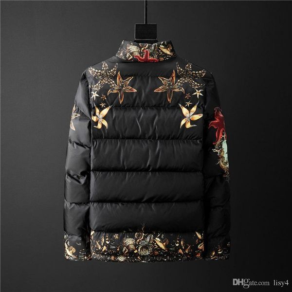 

2020 new winter down jacket men's fur collar loose warm short paragraph cotton jacket men doudoune h, Black