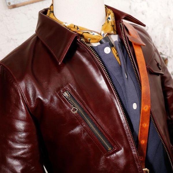 

yrus vintage newsbody 1920's brazil core leather jacket,genuine leather coat,luxury cowhide jackets1, Black