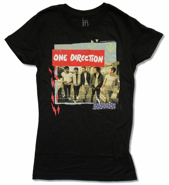 

one direction "bolts" girls juniors black new official summer short sleeves cotton fashion hoodie designers t shirts sweatshirt