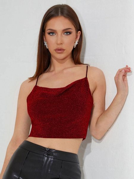 

crisscross back glitter crop cami q0gz#, White