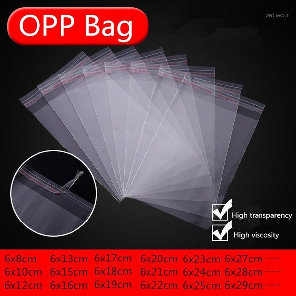 

gift wrap 100pcs/set6cm wide transparent self sealing plastic bags jewelry packaging bag adhesive resealable cellophane poly1