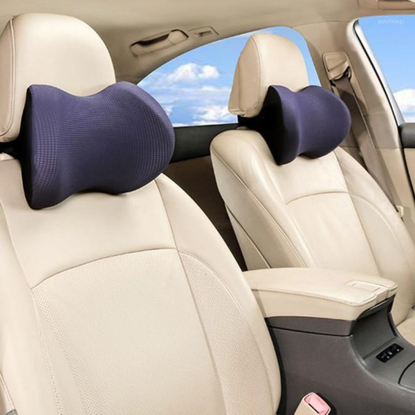 

1pc car headrest neck pillow for seat chair in auto memory foam cotton mesh cushion fabric cover soft head rest travel support1