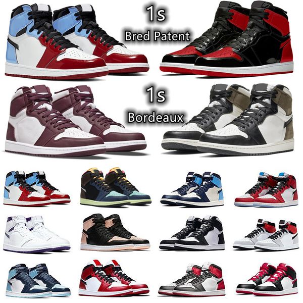 

2022 1 1s men jumpman women baksetball shoes bred patent bordeaux brotherhood dark mocha bubble gum chicago obsidian fragment shadow royal m