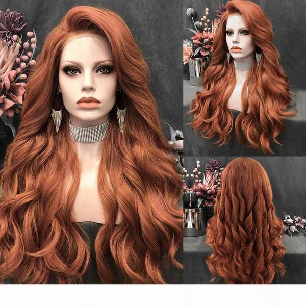 

charisma long wavy wig orange red color side part synthetic lace front wig silver grey wigs for women cosplay, Black
