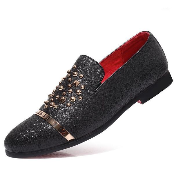 

italian fashion glitter loafers men new arrival 2020 coiffeur wedding dress formal shoes men elegant party shoes classic1, Black