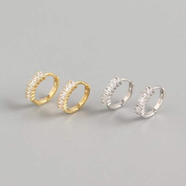 

925 sterling silver rectangle cz zircon earrings for women geometric small hoop earrings huggie jewelry wedding bijoux brinco, Golden;silver