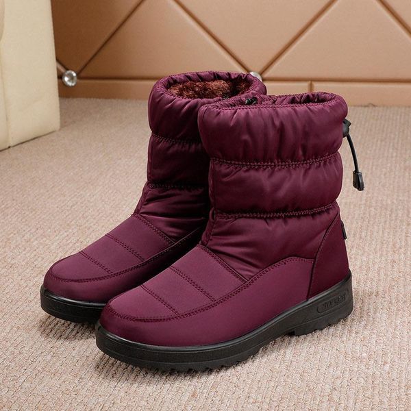 

women winter warm snow boots for zip ladies cotton shoes elastic band female ankle boots platform waterproof non-slip round toe, Black