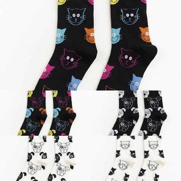 

new in autumn of 2019 south korea fashion personality women's cartoon black and socks white cat and dog animal female socks qn4vq