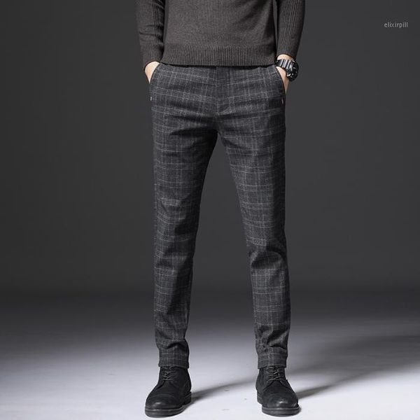 

fall 2019 grid men pants pants of the cultivate one's morality leisure trend male youth business straight leg1, Blue